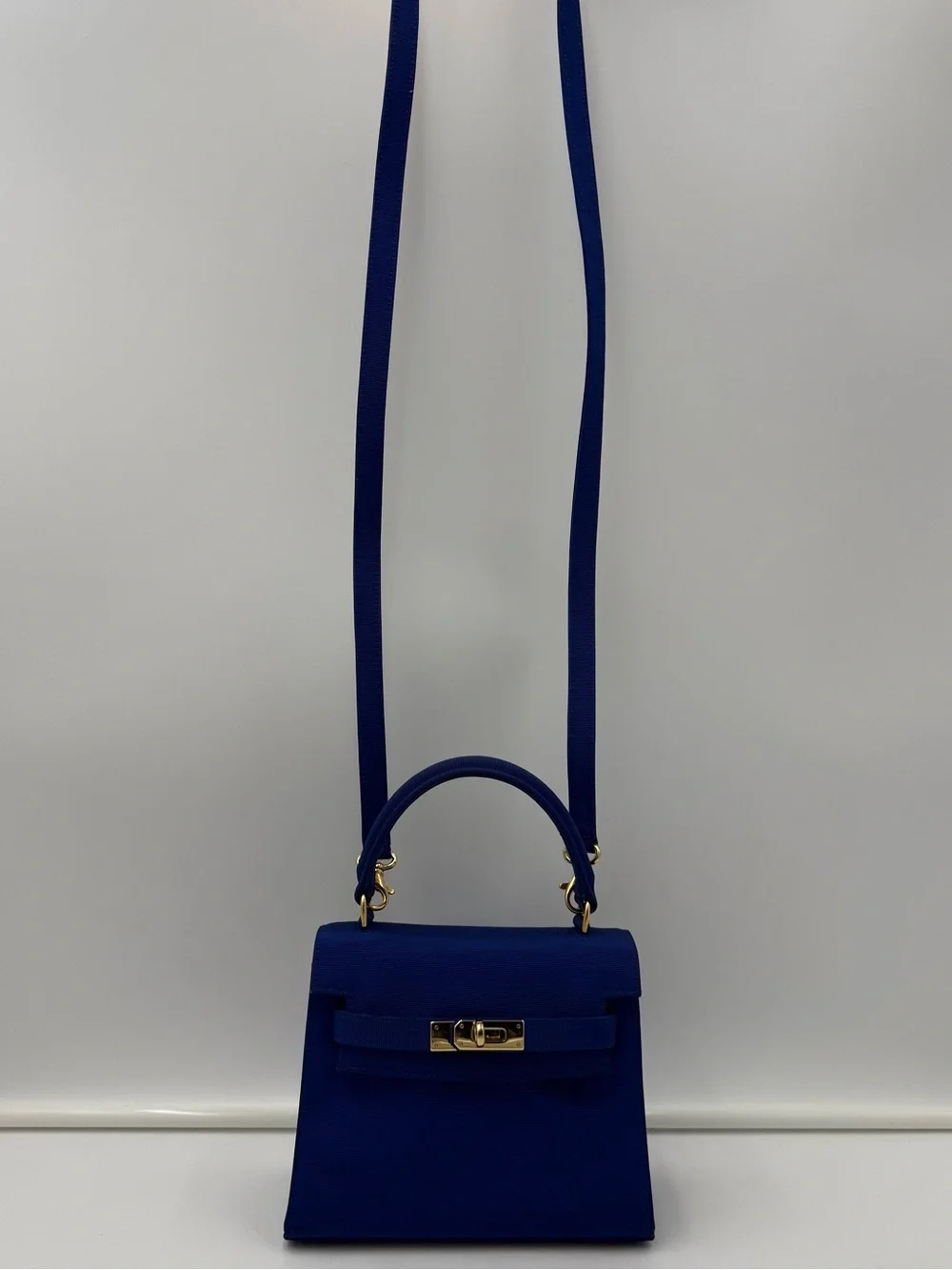 🇮🇹COLOMBO 1937 MILANO • MINI 18 Crossbody Bag in Blue Silk • Made in ITALY